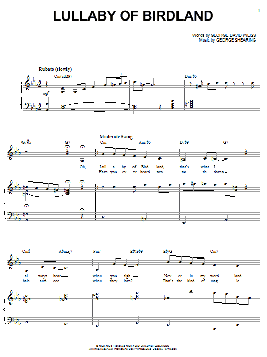 Ella Fitzgerald Lullaby Of Birdland Sheet Music Notes & Chords for Keyboard - Download or Print PDF