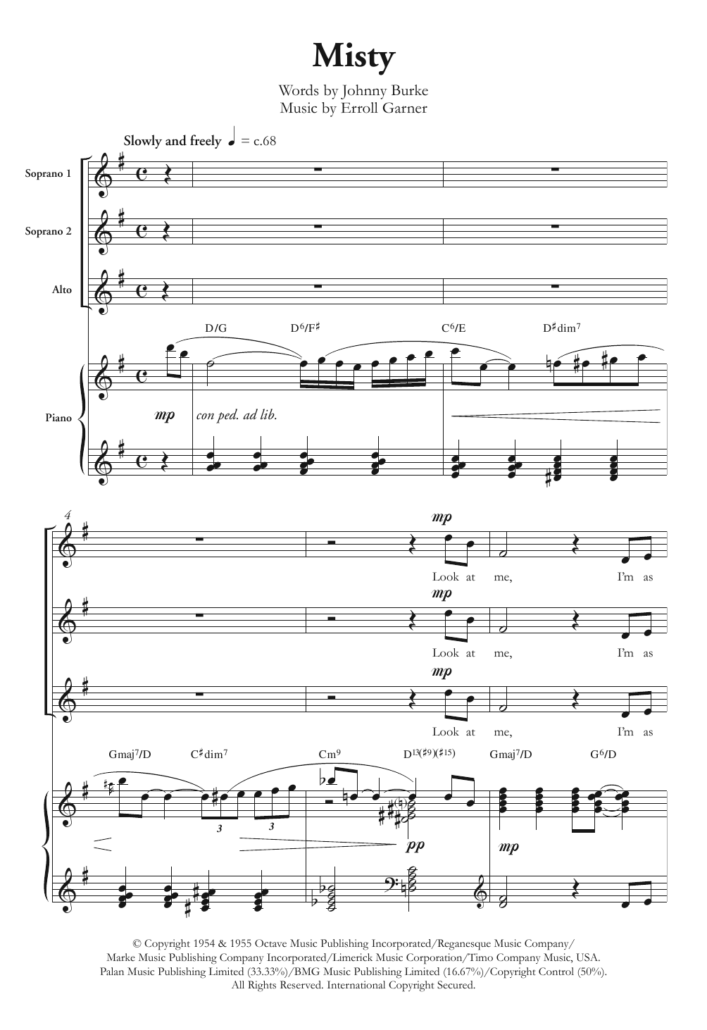 Ella Fitzgerald Misty (arr. Berty Rice) Sheet Music Notes & Chords for Choir - Download or Print PDF