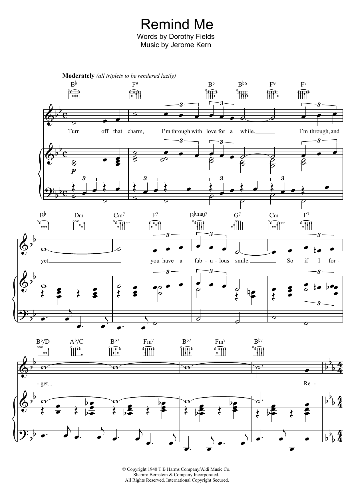 Ella Fitzgerald Remind Me Sheet Music Notes & Chords for Piano, Vocal & Guitar (Right-Hand Melody) - Download or Print PDF