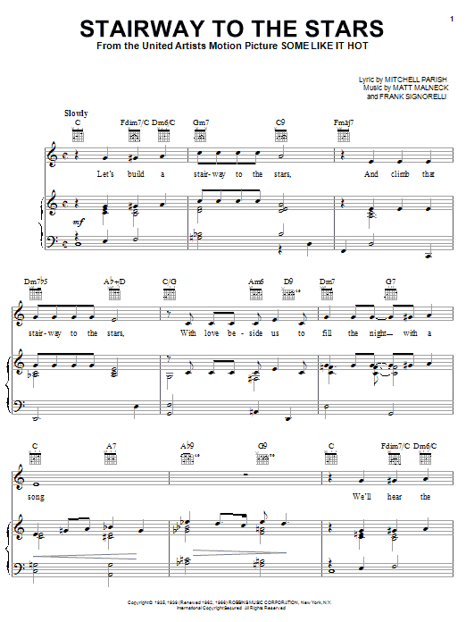 Ella Fitzgerald Stairway To The Stars Sheet Music Notes & Chords for Piano, Vocal & Guitar (Right-Hand Melody) - Download or Print PDF