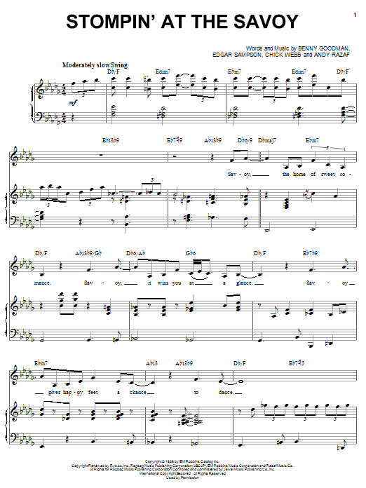 Ella Fitzgerald Stompin' At The Savoy Sheet Music Notes & Chords for Piano, Vocal & Guitar (Right-Hand Melody) - Download or Print PDF