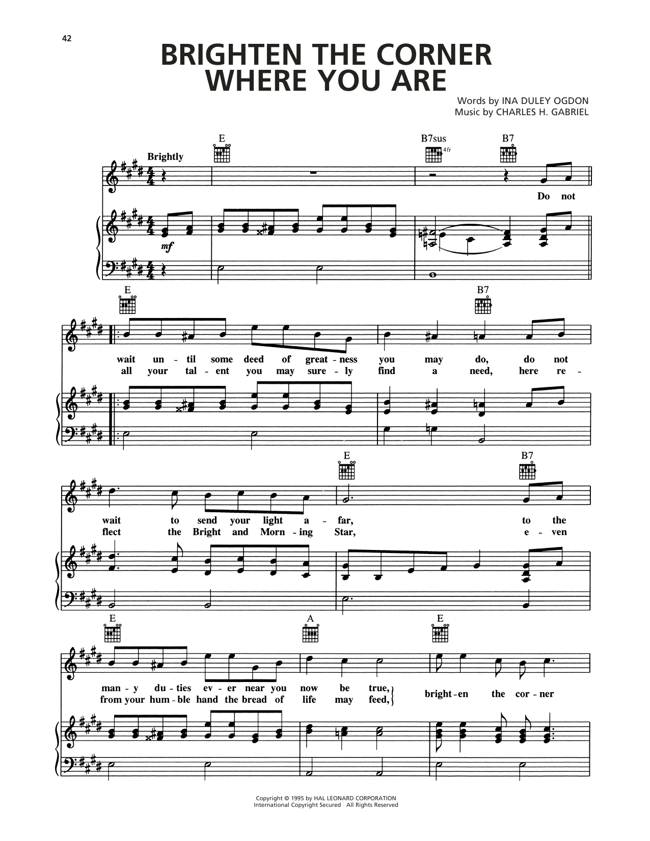 Ella Fitzgerlad Brighten The Corner Where You Are Sheet Music Notes & Chords for Piano, Vocal & Guitar Chords (Right-Hand Melody) - Download or Print PDF Ella Fitzgerlad Brighten The Corner Where You Are Sheet Music Notes & Chords for Piano, Vocal & Guitar Chords (Right-Hand Melody) - Download or Print PDF