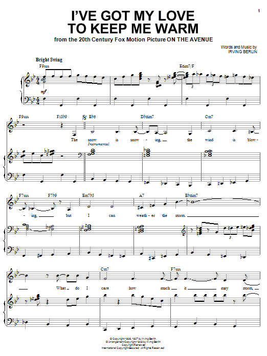 Ella Fitzgerald I Ve Got My Love To Keep Me Warm Sheet Music Download Pdf Score 29347