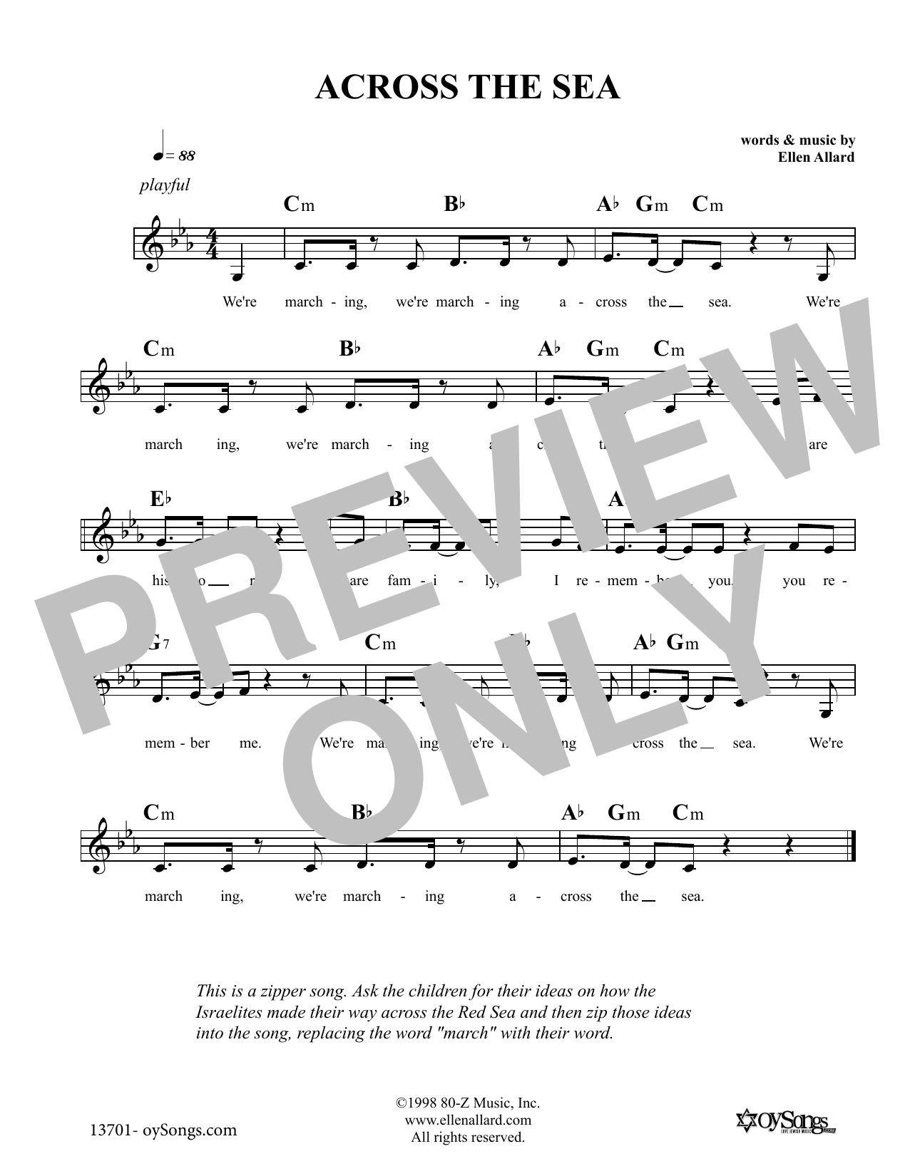 Ellen Allard Across the Sea Sheet Music Notes & Chords for Melody Line, Lyrics & Chords - Download or Print PDF