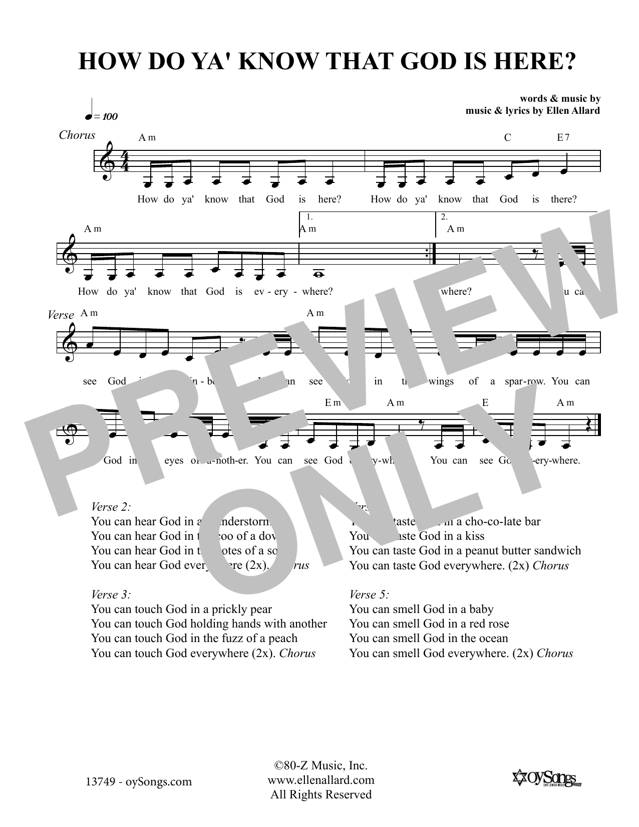 Ellen Allard How Do You Know That God Is Here Sheet Music Notes & Chords for Melody Line, Lyrics & Chords - Download or Print PDF