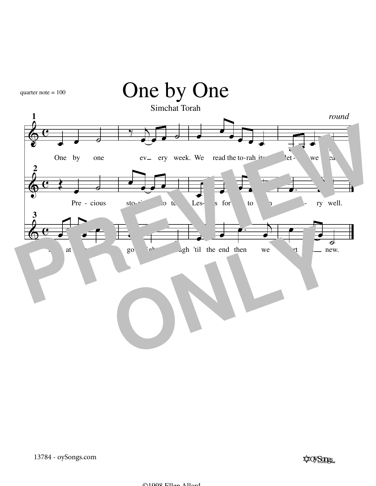 Ellen Allard One by One Sheet Music Notes & Chords for Melody Line, Lyrics & Chords - Download or Print PDF