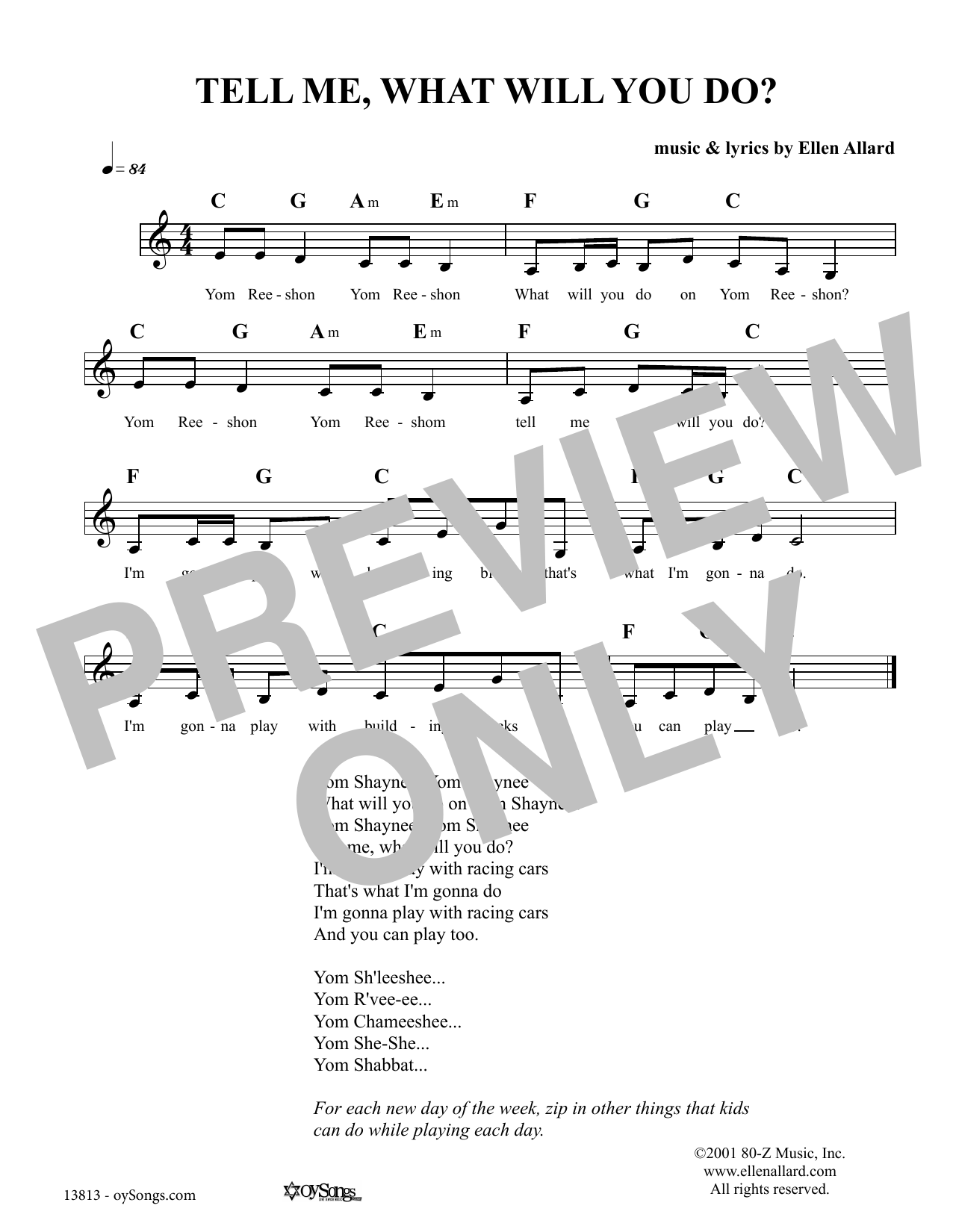 Ellen Allard Tell Me What Will You Do Sheet Music Notes & Chords for Melody Line, Lyrics & Chords - Download or Print PDF
