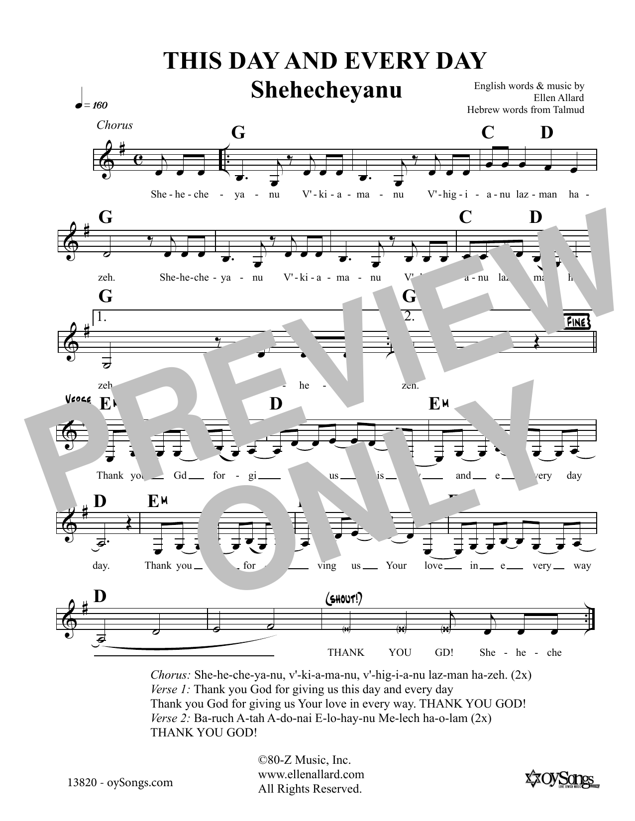 Ellen Allard This Day And Every Sheet Music Notes & Chords for Melody Line, Lyrics & Chords - Download or Print PDF