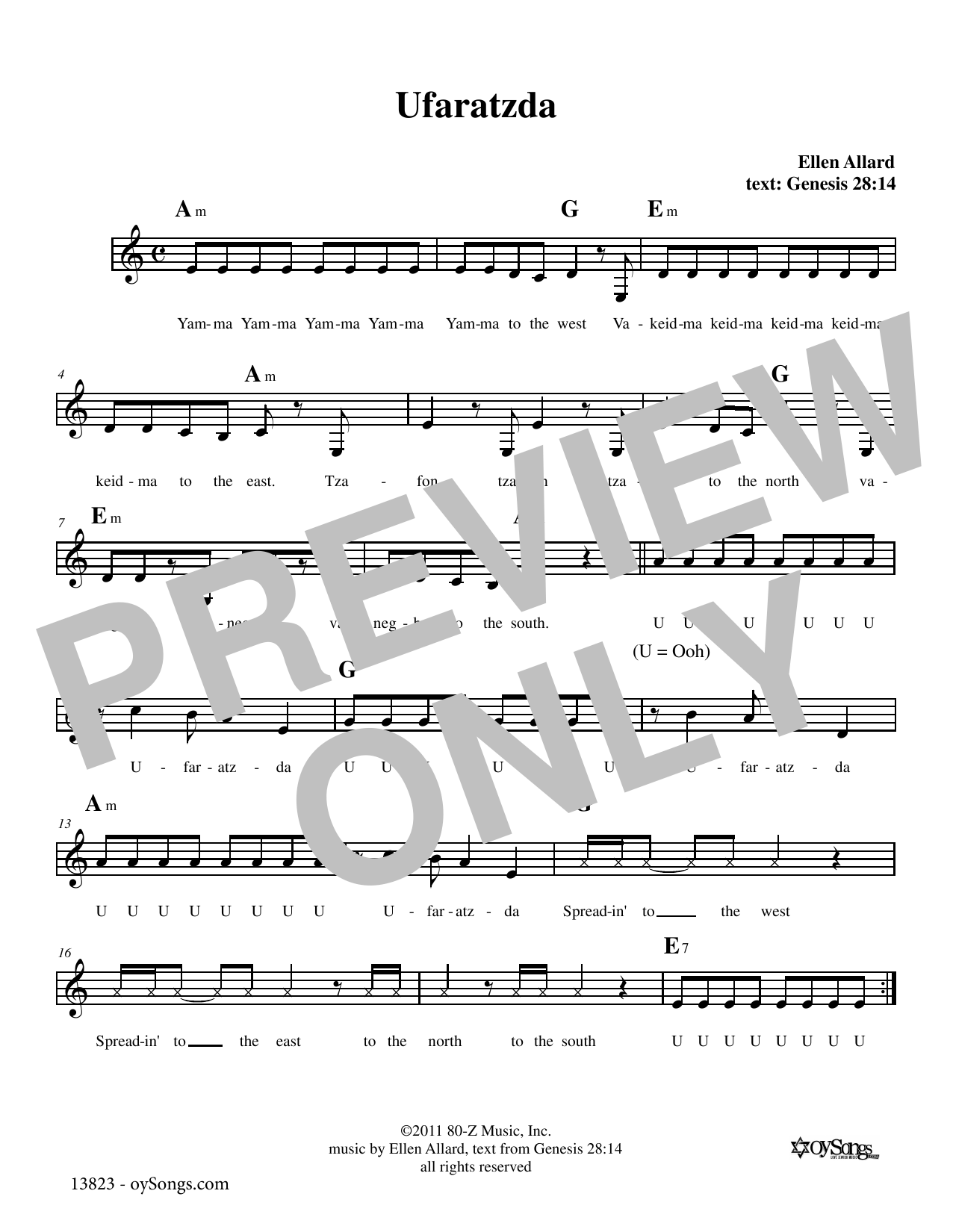 Ellen Allard Ufaratzda Sheet Music Notes & Chords for Melody Line, Lyrics & Chords - Download or Print PDF