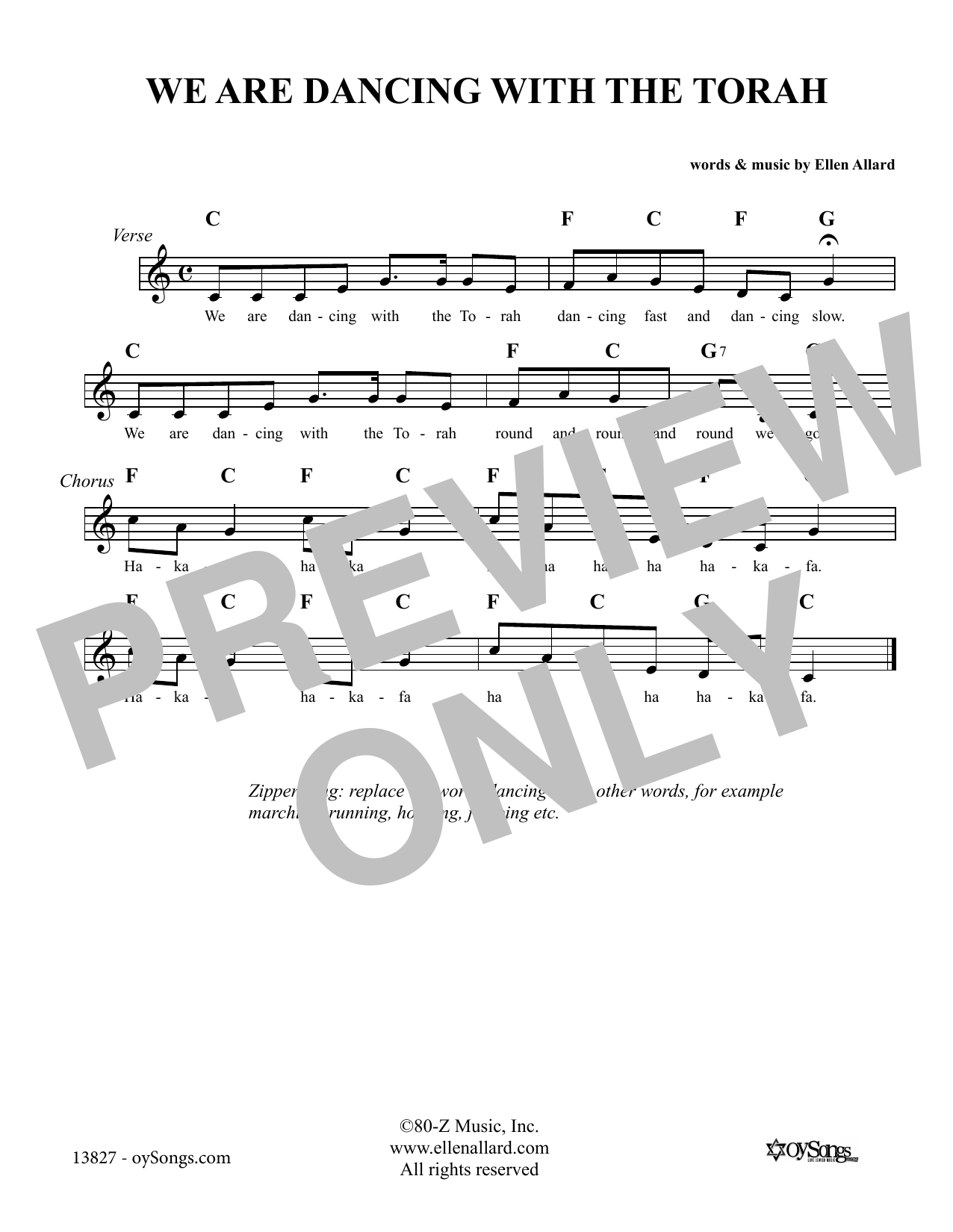 Ellen Allard We Are Dancing With the Torah Sheet Music Notes & Chords for Melody Line, Lyrics & Chords - Download or Print PDF