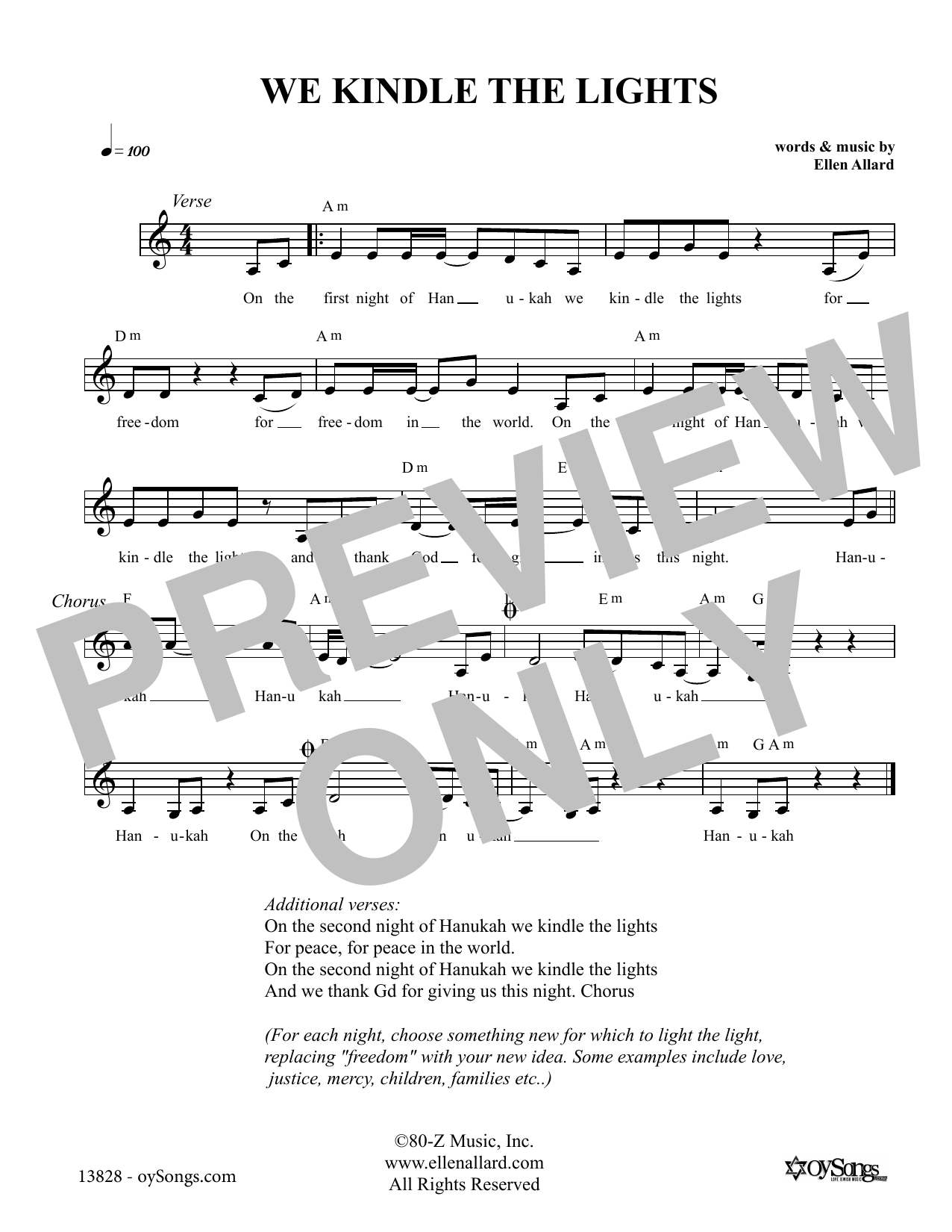 Ellen Allard We Kindle the Lights Sheet Music Notes & Chords for Melody Line, Lyrics & Chords - Download or Print PDF