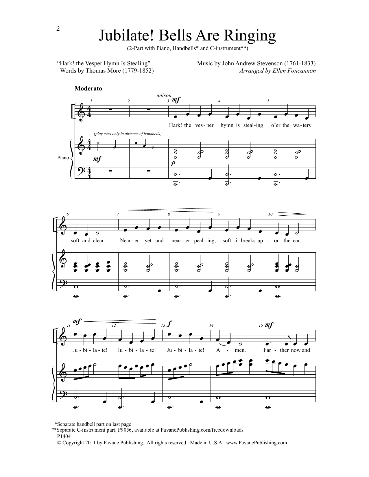 Ellen Foncannon Jubilate! Bells Are Ringing Sheet Music Notes & Chords for Choral - Download or Print PDF