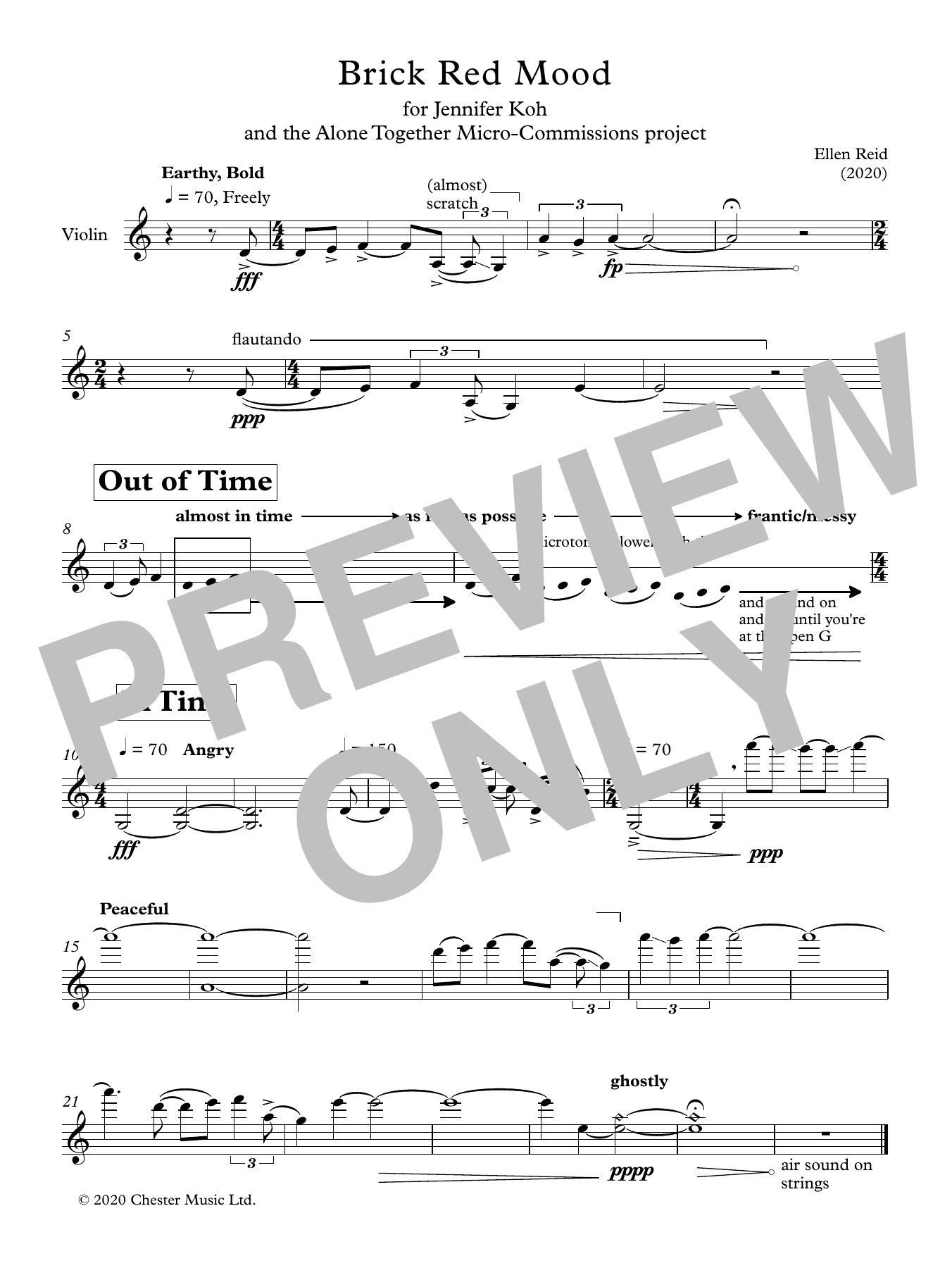 Ellen Reid Brick Red Mood Sheet Music Notes & Chords for Violin Solo - Download or Print PDF