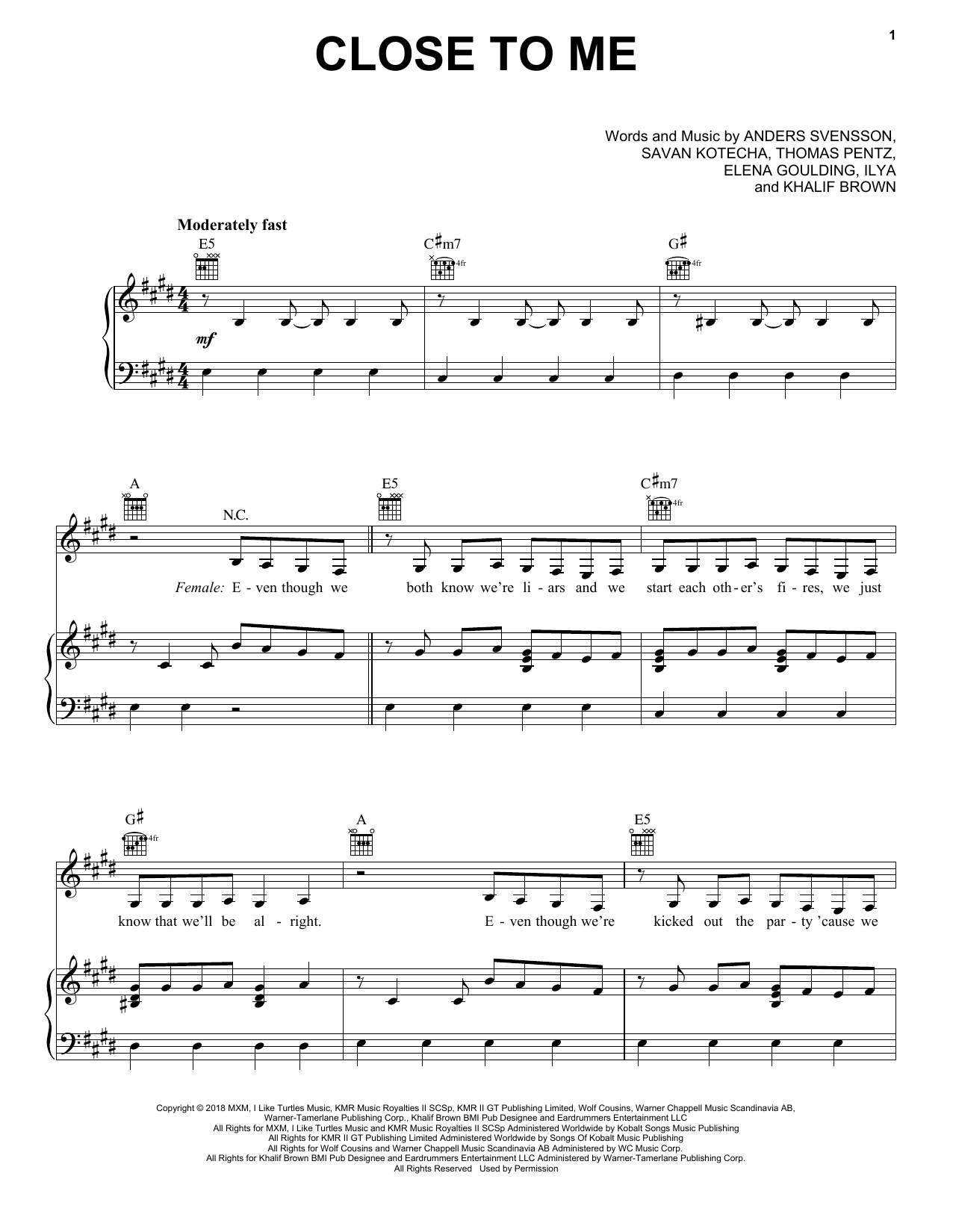 Ellie Goulding, Diplo & Swae Lee Close To Me Sheet Music Notes & Chords for Ukulele - Download or Print PDF