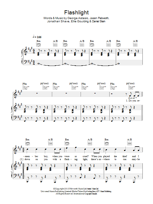 Ellie Goulding Flashlight Sheet Music Notes & Chords for Piano, Vocal & Guitar (Right-Hand Melody) - Download or Print PDF
