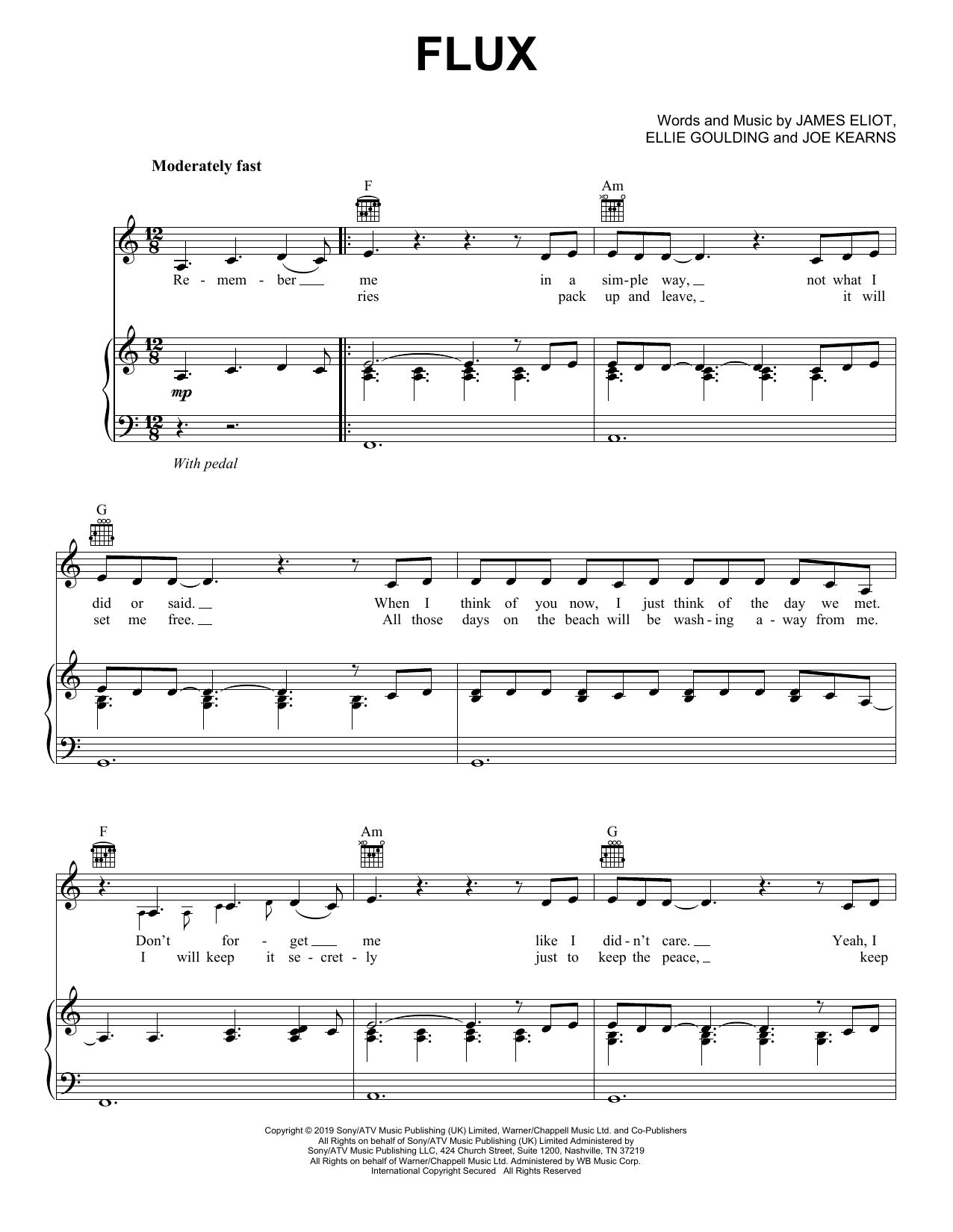 Ellie Goulding Flux Sheet Music Notes & Chords for Piano, Vocal & Guitar (Right-Hand Melody) - Download or Print PDF