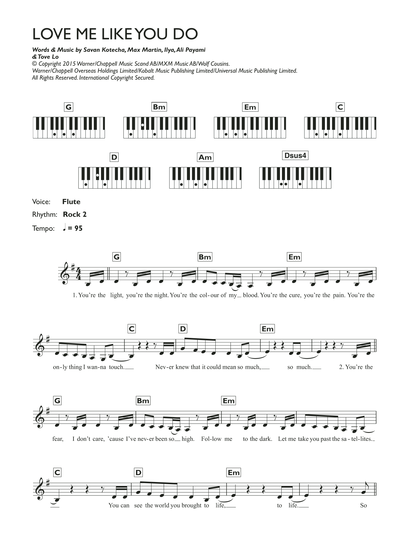 Ellie Goulding Love Me Like You Do Sheet Music Notes & Chords for Piano, Vocal & Guitar (Right-Hand Melody) - Download or Print PDF