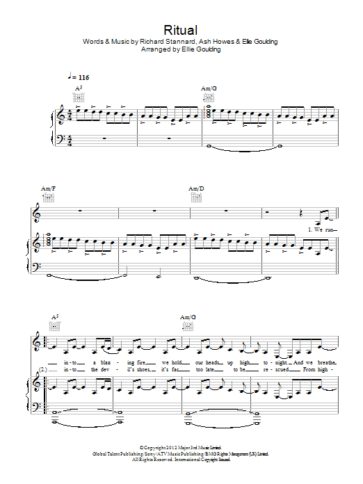 Ellie Goulding Ritual Sheet Music Notes & Chords for Piano, Vocal & Guitar (Right-Hand Melody) - Download or Print PDF