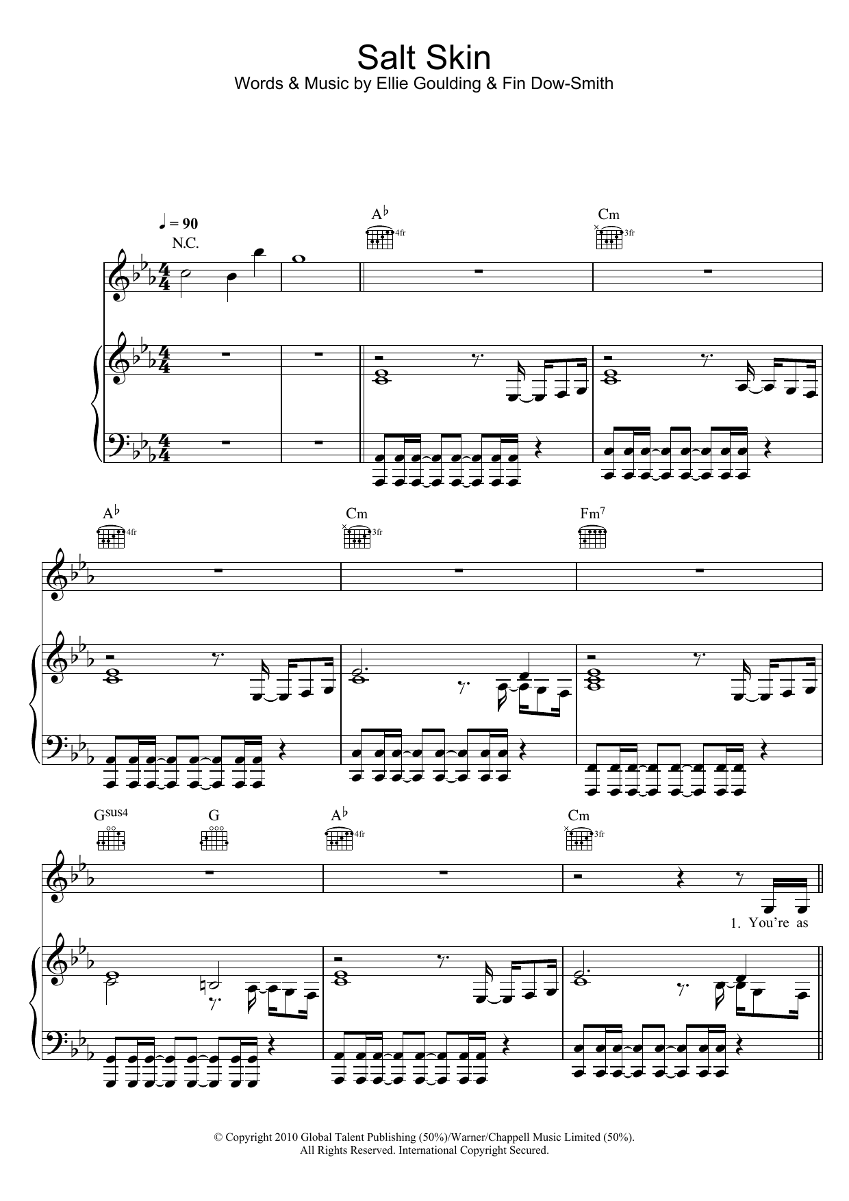 Ellie Goulding Salt Skin Sheet Music Notes & Chords for Piano, Vocal & Guitar - Download or Print PDF