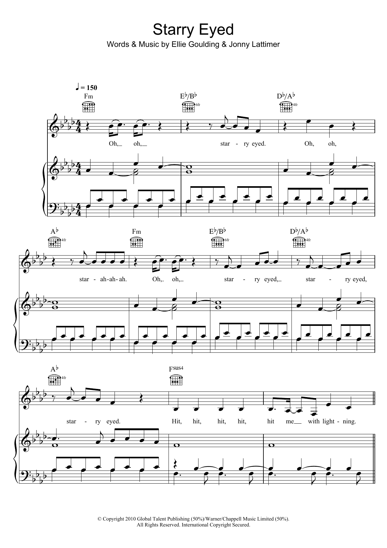 Ellie Goulding Starry Eyed Sheet Music Notes & Chords for Lyrics & Chords - Download or Print PDF