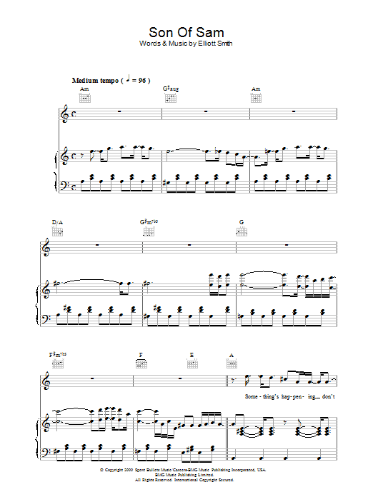 Elliott Smith Son Of Sam Sheet Music Notes & Chords for Piano, Vocal & Guitar (Right-Hand Melody) - Download or Print PDF Elliott Smith Son Of Sam Sheet Music Notes & Chords for Piano, Vocal & Guitar (Right-Hand Melody) - Download or Print PDF