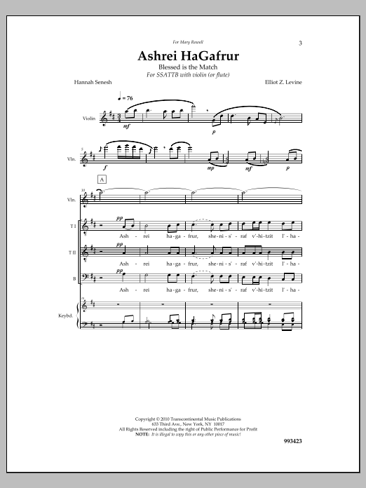 Elliot Z. Levine Ashrei Hagafrur Sheet Music Notes & Chords for Choral - Download or Print PDF