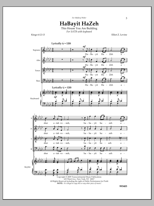 Elliot Z. Levine Habayit Hazeh Sheet Music Notes & Chords for Choral - Download or Print PDF