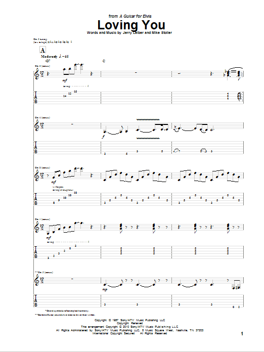 Elliott Easton Loving You Sheet Music Notes & Chords for Guitar Tab - Download or Print PDF
