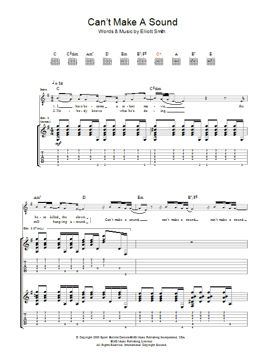 Elliott Smith Can't Make A Sound Sheet Music Notes & Chords for Guitar Tab - Download or Print PDF