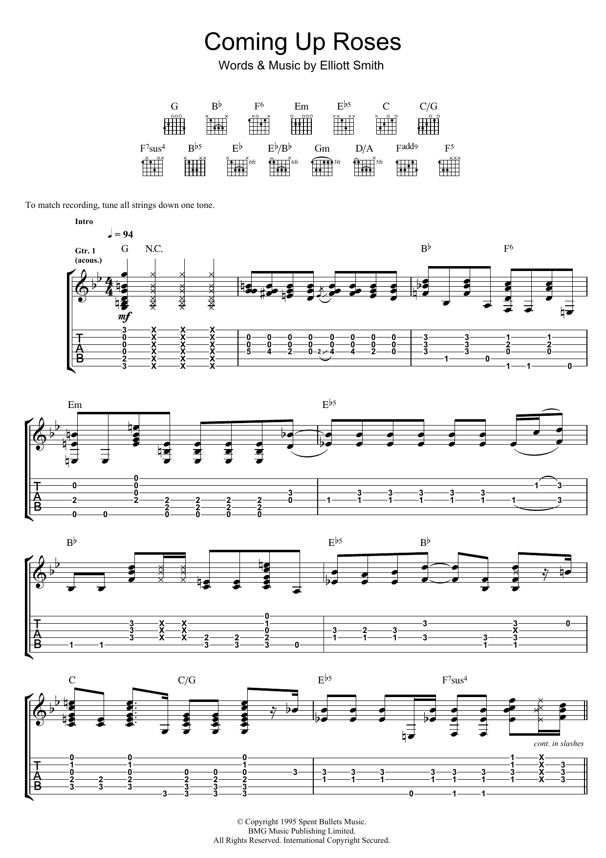 Elliott Smith Coming Up Roses Sheet Music Notes & Chords for Guitar Tab - Download or Print PDF