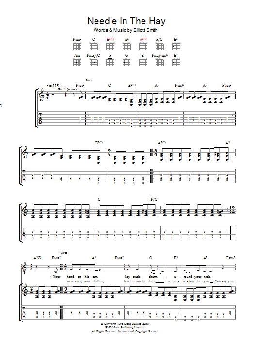 Elliott Smith Needle In The Hay Sheet Music Notes & Chords for Guitar Tab - Download or Print PDF Elliott Smith Needle In The Hay Sheet Music Notes & Chords for Guitar Tab - Download or Print PDF