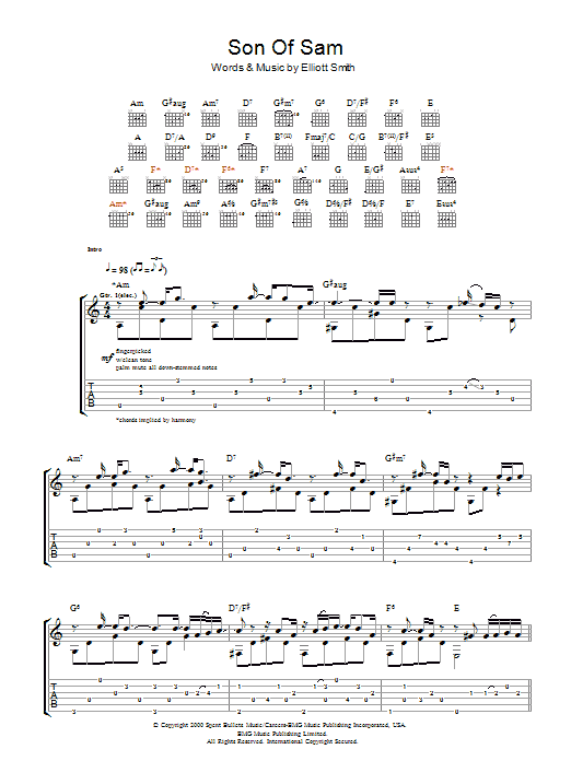 Elliott Smith Son Of Sam Sheet Music Notes & Chords for Piano, Vocal & Guitar (Right-Hand Melody) - Download or Print PDF