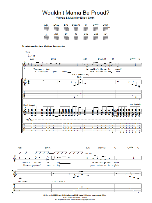 Elliott Smith Wouldn't Mama Be Proud? Sheet Music Notes & Chords for Guitar Chords/Lyrics - Download or Print PDF