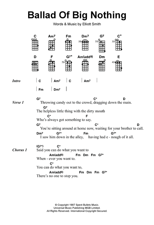 Elliott Smith Ballad Of Big Nothing Sheet Music Notes & Chords for Ukulele - Download or Print PDF