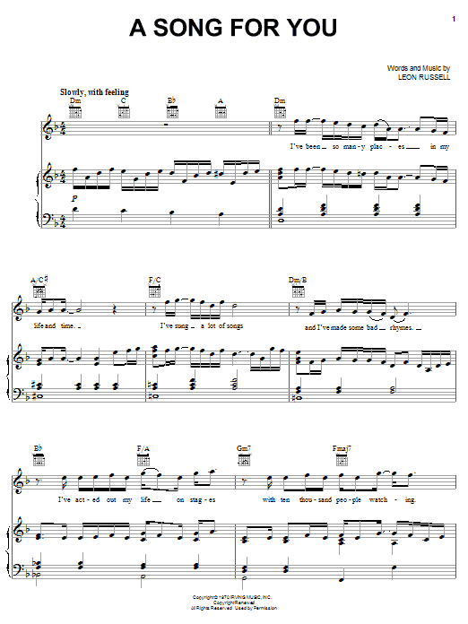 Elliott Yamin A Song For You Sheet Music Download Pdf Score 62284
