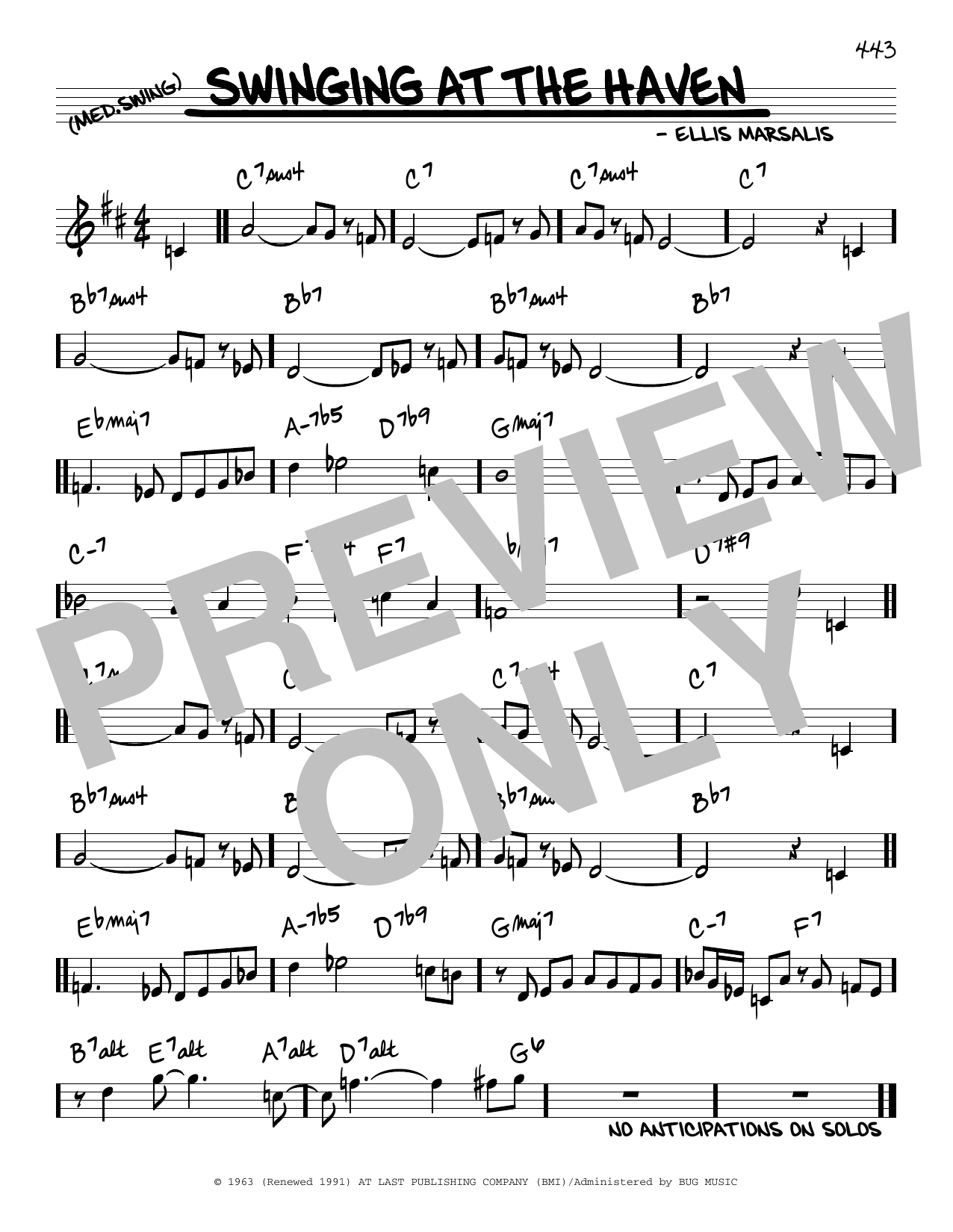 Ellis Marsalis Jr. Swinging At The Haven Sheet Music Notes & Chords for Real Book – Melody & Chords - Download or Print PDF
