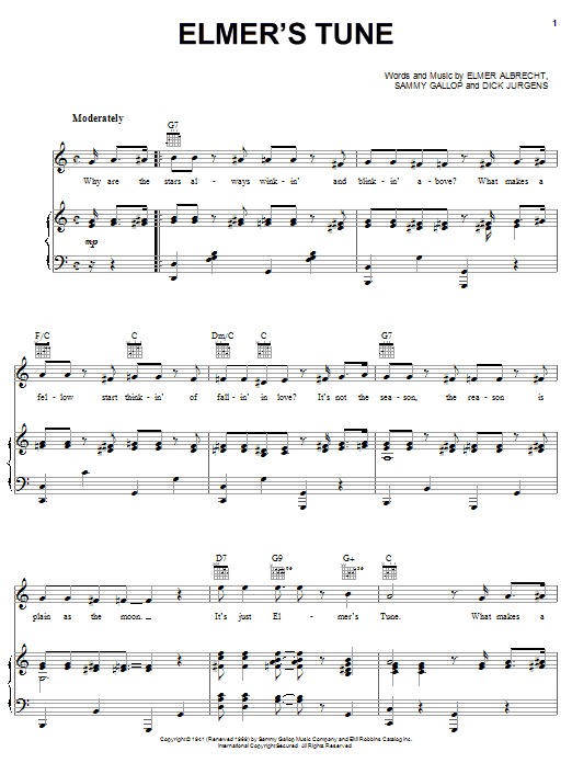 Elmer Albrecht Elmer's Tune Sheet Music Notes & Chords for Melody Line, Lyrics & Chords - Download or Print PDF