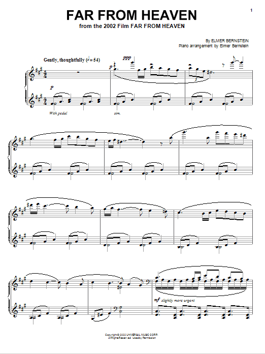 Elmer Bernstein Far From Heaven Sheet Music Notes & Chords for Piano - Download or Print PDF