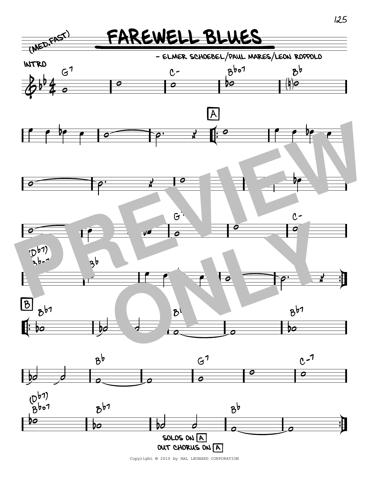 Elmer Schoebel Farewell Blues (arr. Robert Rawlins) Sheet Music Notes & Chords for Real Book – Melody, Lyrics & Chords - Download or Print PDF