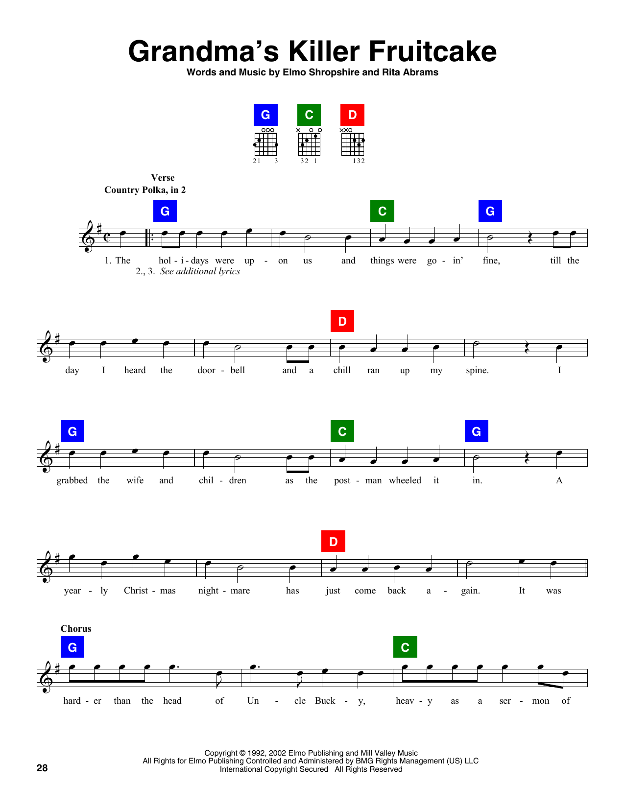 Elmo Shropshire Grandma's Killer Fruitcake Sheet Music Notes & Chords for Chord Buddy - Download or Print PDF