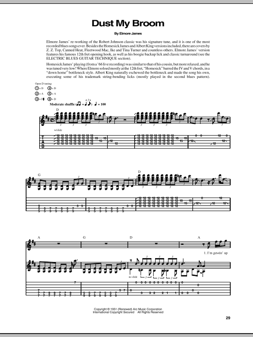 Elmore James Dust My Broom Sheet Music Notes & Chords for Guitar Tab Play-Along - Download or Print PDF