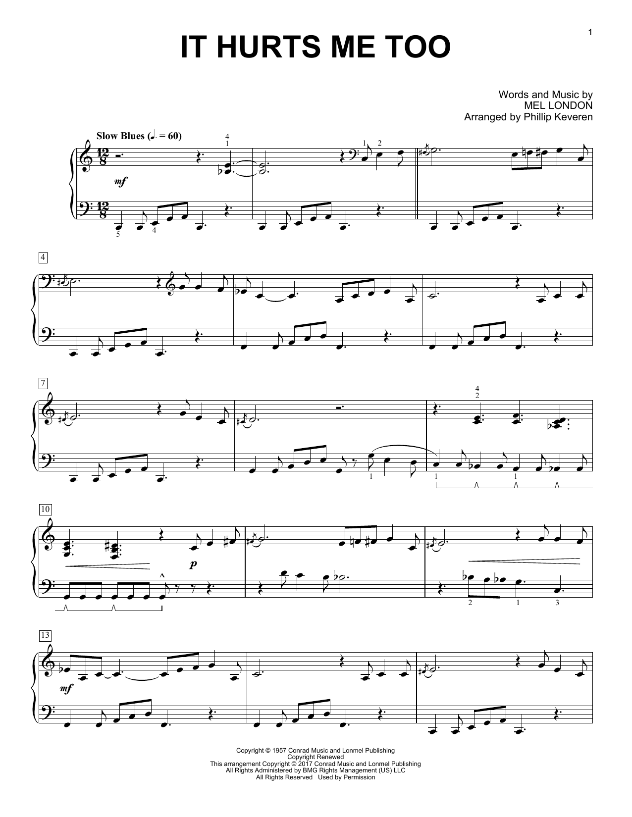 Phillip Keveren It Hurts Me Too Sheet Music Notes & Chords for Piano Solo - Download or Print PDF