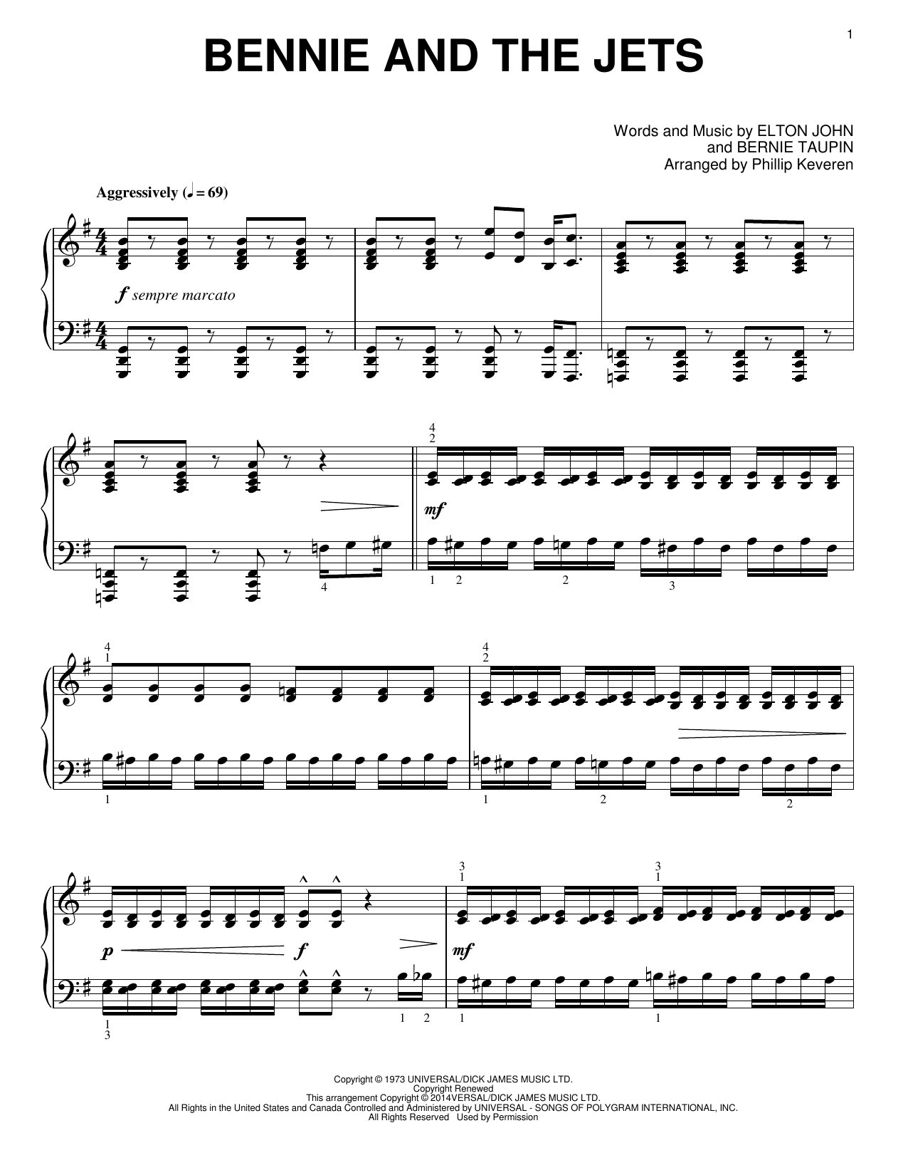 Elton John Bennie And The Jets [Classical version] (arr. Phillip Keveren) Sheet Music Notes & Chords for Piano - Download or Print PDF