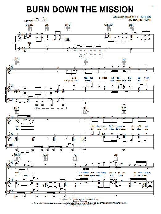 Elton John Burn Down The Mission Sheet Music Notes & Chords for Keyboard Transcription - Download or Print PDF