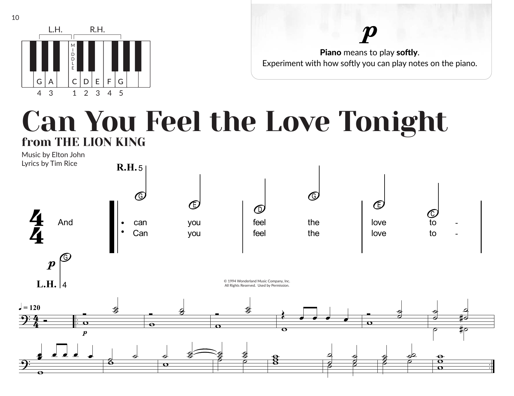 Elton John Can You Feel The Love Tonight (arr. Brittany McCorriston) Sheet Music Notes & Chords for Very Beginner Piano - Download or Print PDF Elton John Can You Feel The Love Tonight (arr. Brittany McCorriston) Sheet Music Notes & Chords for Very Beginner Piano - Download or Print PDF
