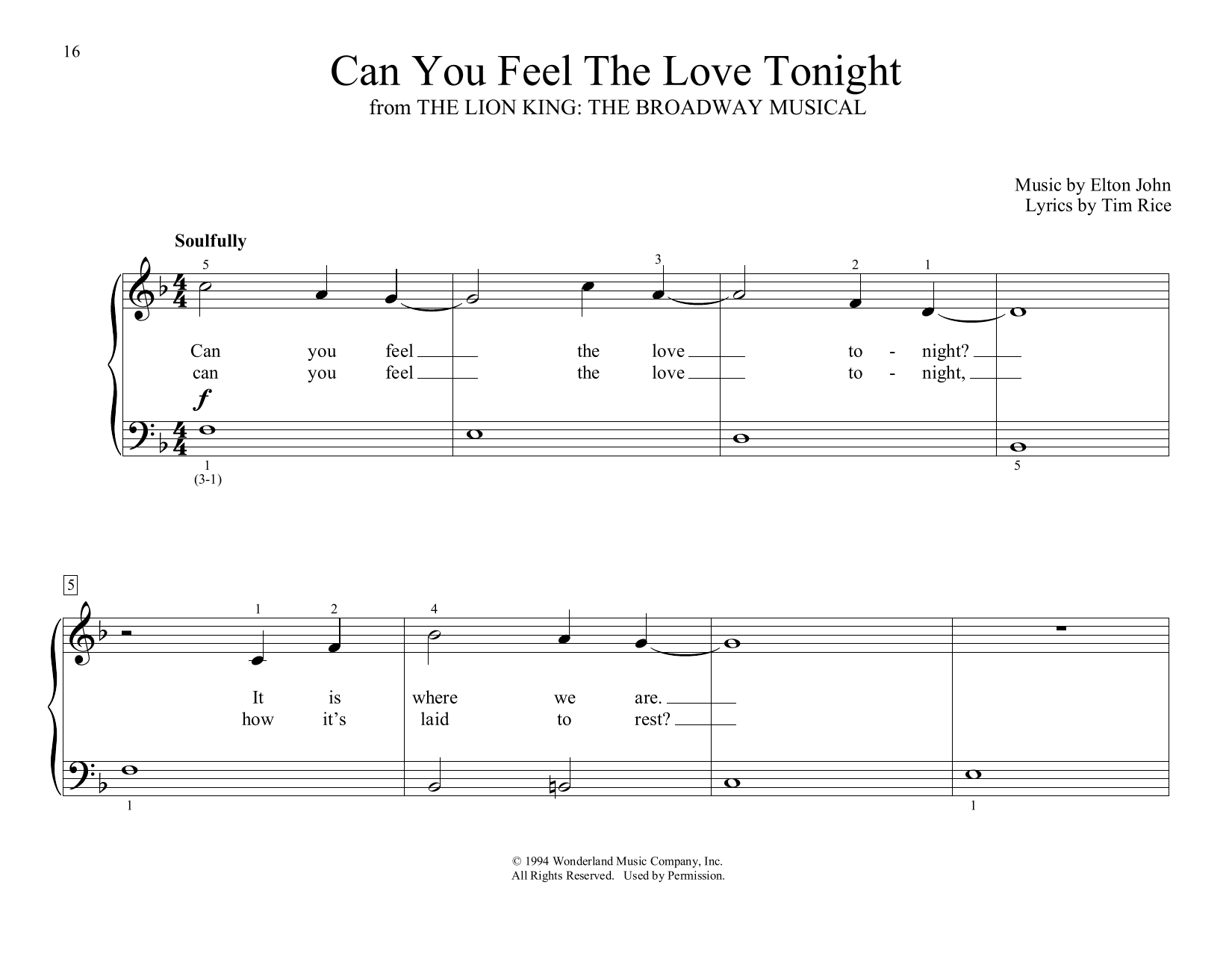 Elton John Can You Feel the Love Tonight (from The Lion King) (arr. Christopher Hussey) Sheet Music Notes & Chords for Educational Piano - Download or Print PDF