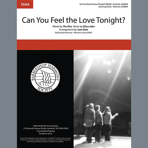 Elton John, Can You Feel The Love Tonight? (from The Lion King) (arr. June Dale), SATB Choir