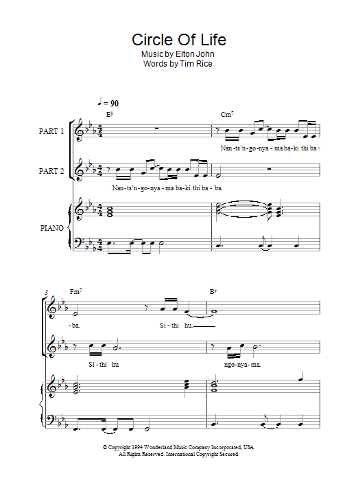 Elton John Circle Of Life (arr. Rick Hein) Sheet Music Notes & Chords for 2-Part Choir - Download or Print PDF
