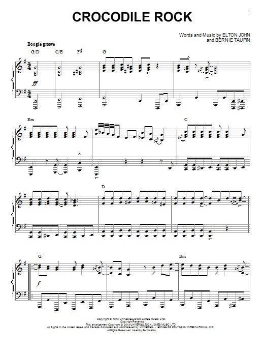Elton John Crocodile Rock [Jazz version] (arr. Brent Edstrom) Sheet Music Notes & Chords for Piano - Download or Print PDF