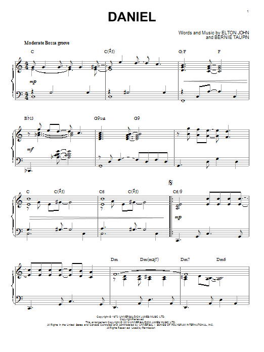 Elton John Daniel [Jazz version] (arr. Brent Edstrom) Sheet Music Notes & Chords for Piano - Download or Print PDF